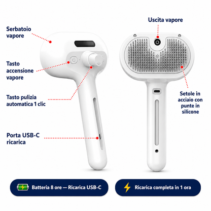 SilkPaw™ | Spazzola a Vapore 3 in 1 per Cani e Gatti