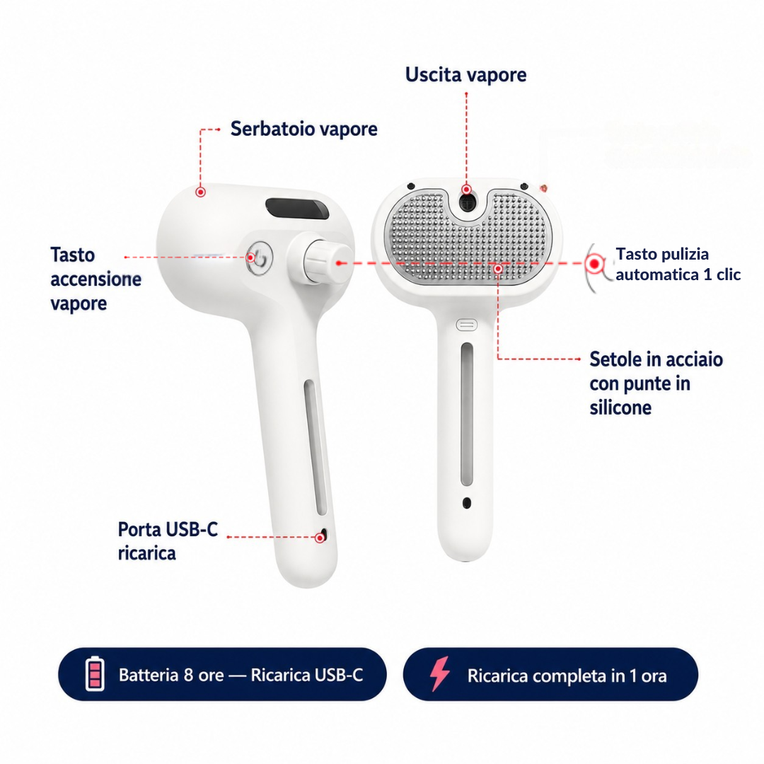 SilkPaw™ | Spazzola a Vapore 3 in 1 per Cani e Gatti