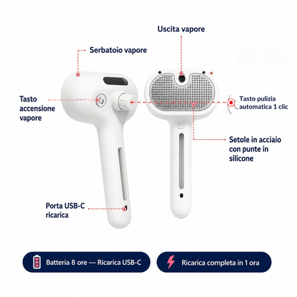 SilkPaw™ | Spazzola a Vapore 3 in 1 per Cani e Gatti